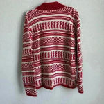 Crystal Kobe Zip Up Sweater Large Red And White Winter Warm‎ Cardigan Ski Casual Photo 1