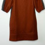 Toccin Colorblock Burnt Orange & Gray Mini Crewneck Dress Puffed Sleeves Size 0 Photo 2