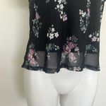 Vintage floral ruffle rose Victorian blouse top XSMALL short cap sleeves Black Size XS Photo 2