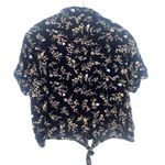 Gypsies & Moondust  Collared Button Up Blouse Tie Front Black Floral Size Large Photo 4