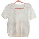 Handmade  Knit Vintage Sweater Short Sleeve Ivory Photo 0