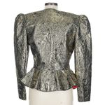 Vintage 90s Escada Brocade‎ Rococo Gold Metallic Peplum Avant Garde Blazer 42 Black Photo 2