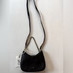Small HOBO Black Leather Shoulder Bag with Gold Chain Photo 4