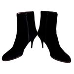 Stuart Weitzman  ‘Lithe’ Black Suede Patent Tortoise Trim Heeled Boots, Size 8.5 Photo 2