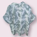 Dip Short Sleeve Tie Dye Button Down Front Tie in Green & White Photo 1