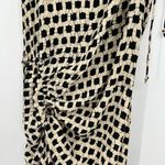 Thakoon Black and Cream Batik Print 100% Silk Shift Dress gathered unique size 4 Photo 4