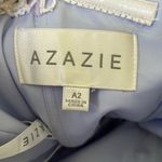 Azazie  Light Purple & White Lace Trim Sweetheart Neckline Bridesmaid Midi Dress Photo 8