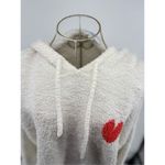 Aerie  Women's Hooded White Sweatshirt Red Heart Detail Fleece Size Medium Photo 8