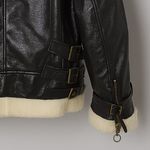 Jonathan Simkhai Black‎ Vegan Leather Sherpa Aviator Jacket XS Black Photo 10