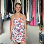 Y2K/2000s Strapless Floral Mini Dress – Size M Purple Size M Photo 1