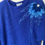 Vintage Blue D.G. NWT lambswool angora sweater pullover beaded shoulder pads Photo 2