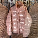 Venus NWOT  Pink Sequin Puffer Coat Size L Photo 0