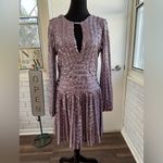 Anthropologie ‎ Purple Sequin Open Back Long Sleeve Dress 6 holiday occasion Photo 1