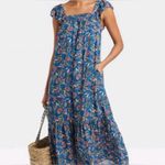 Knox Rose Blue Floral Boho Flutter Sleeve Dress Size Small Photo 2