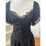 Vintage Black Lace Drop Waist Puffed Sleeve Dress Romantic Victorian Milk Maid Photo 3