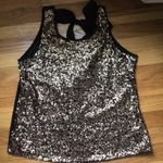 Potters Pot Gold Sequin Front Black Blouse size medium Photo 4