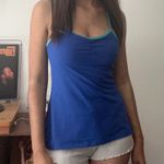 Source Unknown Tank Top Athletic Built-In Bra Criss Cross Back Blue Green Size M‎ Photo 1