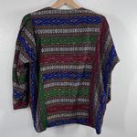 Villager Vintage Village Weaver Thai Silk Jacket Medium Boho Ikat Pattern Open Front Coat Photo 2