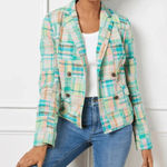 Talbots Women's Double Breasted Plaid Patchwork Blazer Jacket Size 12 Career Photo 0