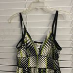 Julie Brown  Black and Green  Silk Pattern Chiffon Spaghetti Strap Dress Women's Photo 2