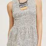 Anthropologie  Amadi Womens Tweed Sleeveless Peplum‎ Blouse Black White Small NWT Photo 0
