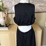 Aritzia  BABATON Cella Satin Dress Black Size Large Open Back Midi Photo 4