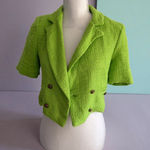 INDEFEIR Lime Green Boucle Crop Blazer Jacket Size XS Photo 0