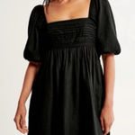 Abercrombie & Fitch NWT Abercrombie Emerson Ruched Puff Sleeve Poplin Mini Dress in Black - Size XS Photo 0