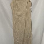 Old Navy NWT Beige wo size Medium LINEN BLEND OATMEAL MIDI DRESS SMOCK BACK Photo 4