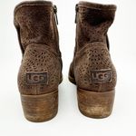 UGG Like New Womens 7.5 Brown  Darling Suede Perf Zip Ankle Booties Photo 2