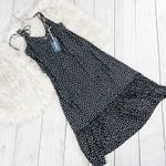 Modcloth Women's It's a Go Tie Shoulder V-Neck Ruffle Hem Black Dress Medium Photo 2