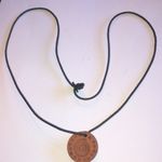 Vintage Terracotta Sun Tribal Pendant Black Cord Boho Necklace Photo 5