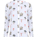 Ted Baker  Simma Floral Printed Woven Shirt in White - Size 6 Photo 0