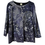 Jess & Jane Shirt Women Size XL Cotton Blouse Purple Sea Paisley Teacher Office Photo 0