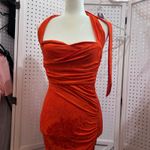 ZARA  Orange Floral Ruched Halter Neck Midi Dress Photo 1