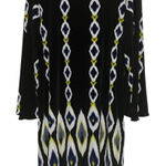 Alfani  Women's Black Blue White Yellow Long Bell Sleeve Ribbed Dress Size XL Photo 0