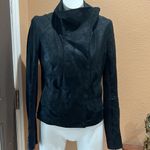 barney's new york Barney’s New York black suede leather side zip jacket Photo 3