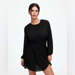 Madewell  Bubble-Sleeve Smocked Mini Dress in True Black Size Small NWT Photo 1