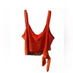 Free People  Paisley Pop Tie Cropped Tank Orange Red Size Large Photo 7