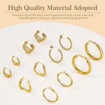 Gold Hoop Earrings Set for Women, 6 Pairs 18K Gold Earrings Hypoallergenic Hoop Earrings Lightweight Twisted Huggie Earring Hoops for Gift Photo 6