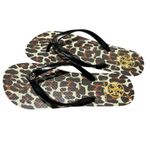 Tory Burch Thin Flip Flop Sandals Animal Leopard PVC/EVA Gold Logo Sz 7 NWOT Photo 1