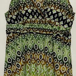 Cato  Women's Green Black Brown Built in Bra Tank Top Metal on Strap Size L Photo 0