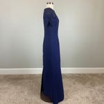 JS Collections  Lace and Crepe Short Sleeve Evening Gown Blue Size 6 Formal Dress Photo 2