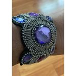 Vintage Purple and Blue‎ leather cuff Photo 1
