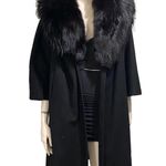 Vintage CAPELLA A Luxurious Fabric Fur Collar Black Open front Long Coat Size undefined Photo 4