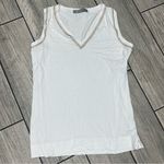 D. Exterior white vneck beaded and gold lurex tank NWOT retail $170 Italy‎ Photo 1