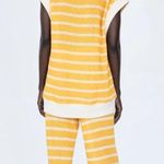 ZARA Yellow and White Striped V-Neck Sleeveless Knit Sweater Medium (NWT) Photo 6
