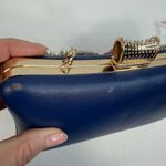 Clutch Bag Satin Flower Handbag Dinner Pearl Wedding Prom Banquet Cocktail Vaca Blue Photo 8