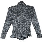 Bali Vintage Corp Black White Boucle Button Up Ruffled Collar Jacket Blazer 6 Photo 1