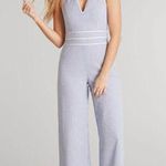 Lauren James  NWT seersucker blue white halter jumpsuit medium $142 Photo 0